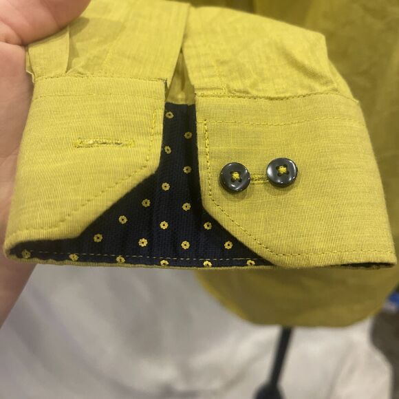 Mens mustard yellow button down shirt Tascawa Bollywood - Picture 8 of 10